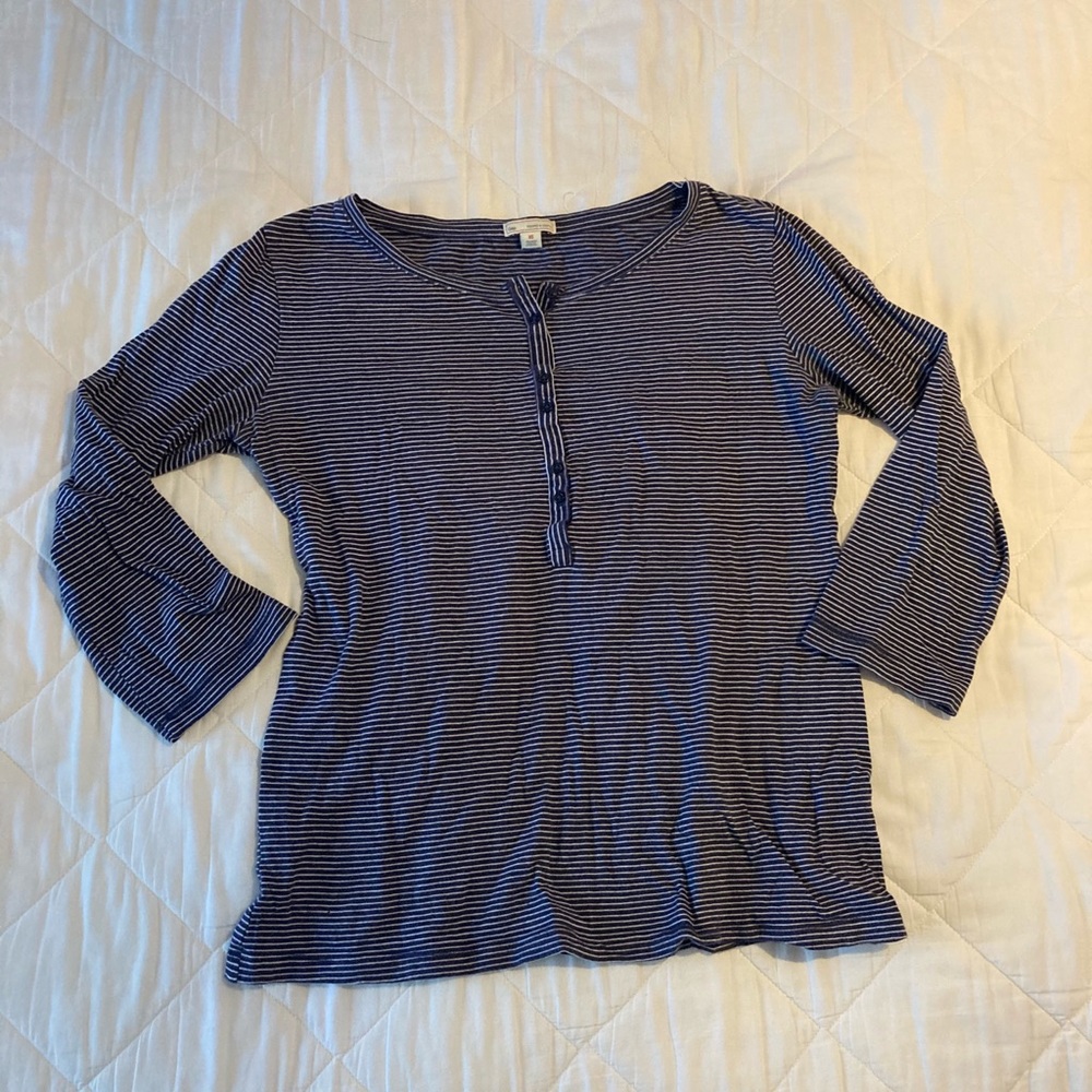 (4/$10) GAP navy & white striped Henley